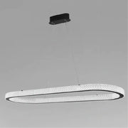 Trade Shop - Lampadario A Sospensione Led 92 W Ovale Lampada Orizzontale Cristallo Nero 31999 -