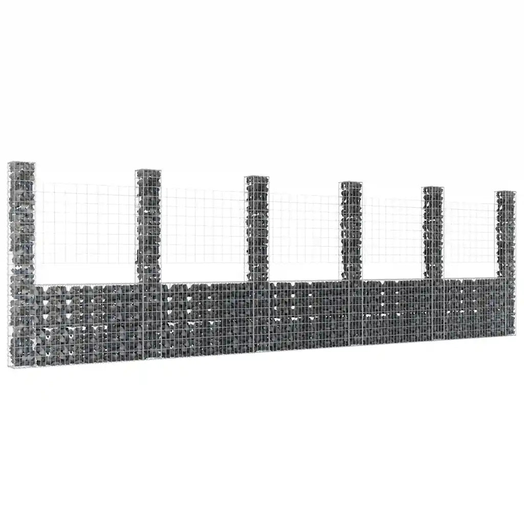 Gabbione a U con 6 Pali in Ferro 620x20x200 cm 151293