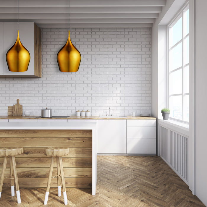 Sospensione Contemporanea Vibrante Alluminio Oro 1 Luce E27