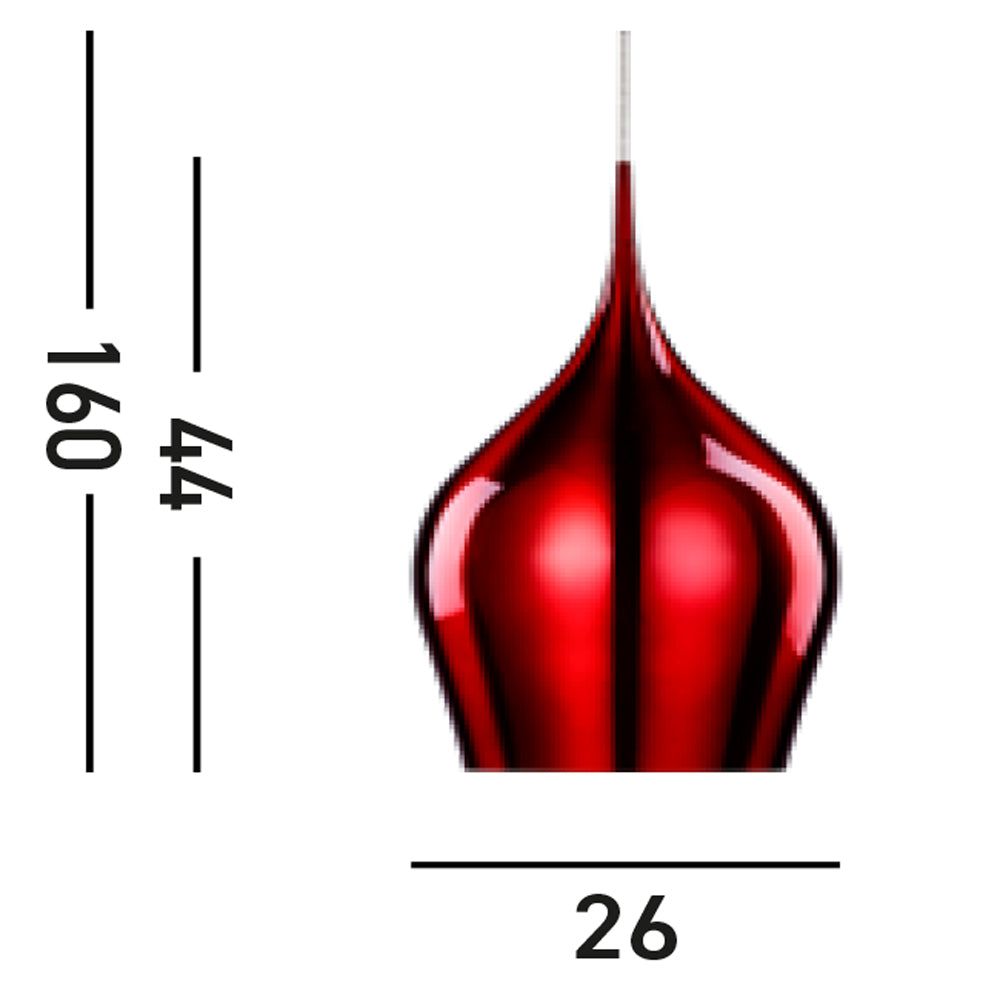 Sospensione Contemporanea Vibrante Alluminio Rosso 1 Luce E27