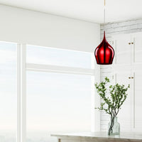 Sospensione Contemporanea Vibrante Alluminio Rosso 1 Luce E27