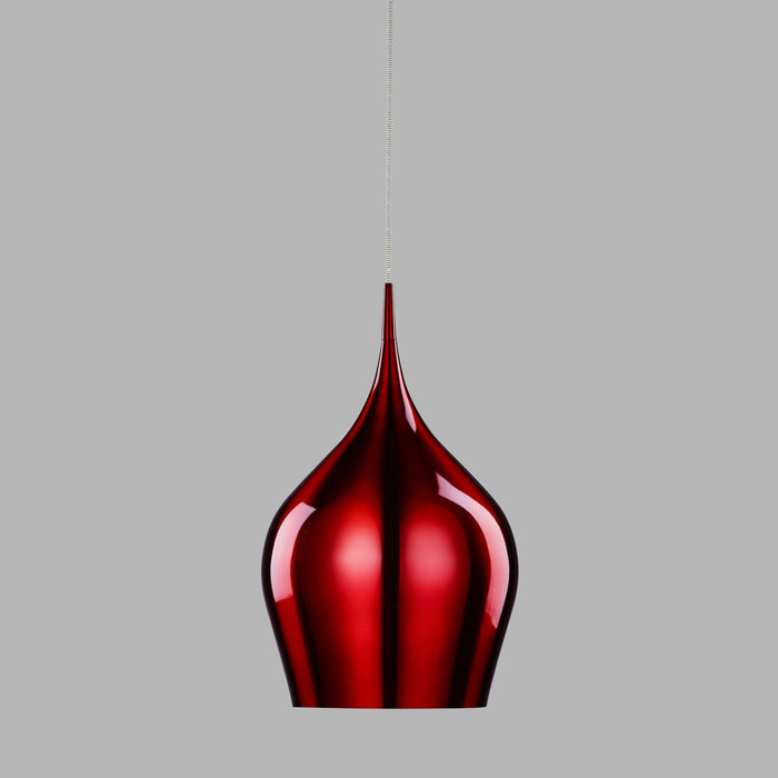 Sospensione Contemporanea Vibrante Alluminio Rosso 1 Luce E27