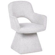 Sedia da pranzo girevole in tessuto grigio chiaro interamente rivestita, con imbottitura spessa e seduta ampia, per soggiorno moderno