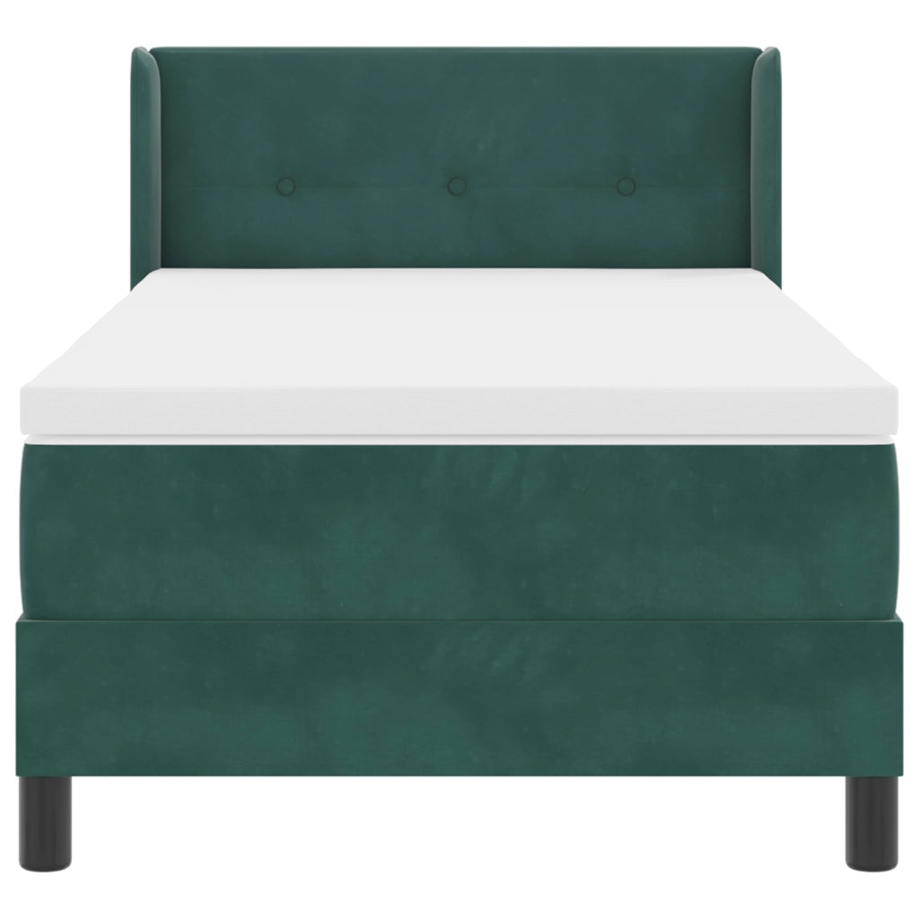 Letto con Box Spring e Materasso  Verde Scuro 80x200 cm Velluto