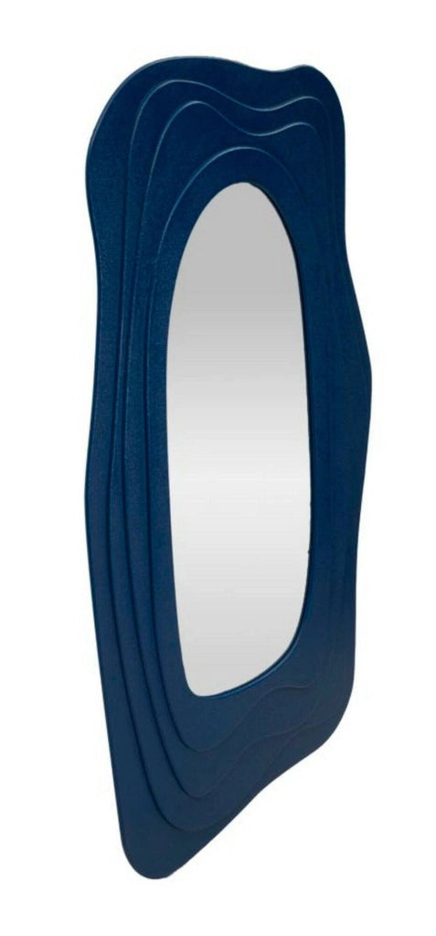 Specchio Pregola, Specchiera, Articolo d'arredo a muro, Decorazione con specchio, 90x4 h165 cm, Blu