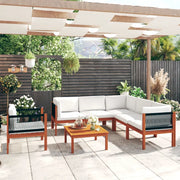 Set Divani da Giardino 7 pz con Cuscini Crema Massello Acacia cod mxl 37839