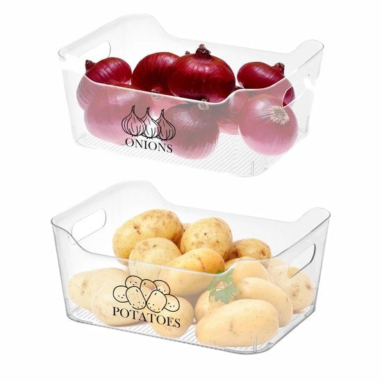 Set di conservazione per patate da 2 contenitori per patate, contenitori per cipolle, contenitori per verdure, per conservazione BPA-free di verdure e frutta in cucina, contenitore per patate per la conservazione, plastica trasparente