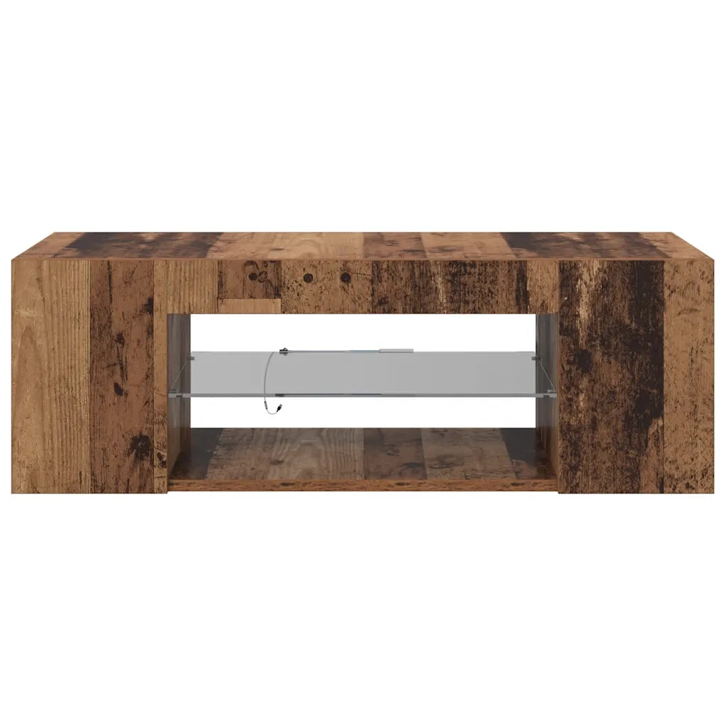 Mobile Porta TV con LED Legno Antico 90x39x30 cm Multistrato 856325
