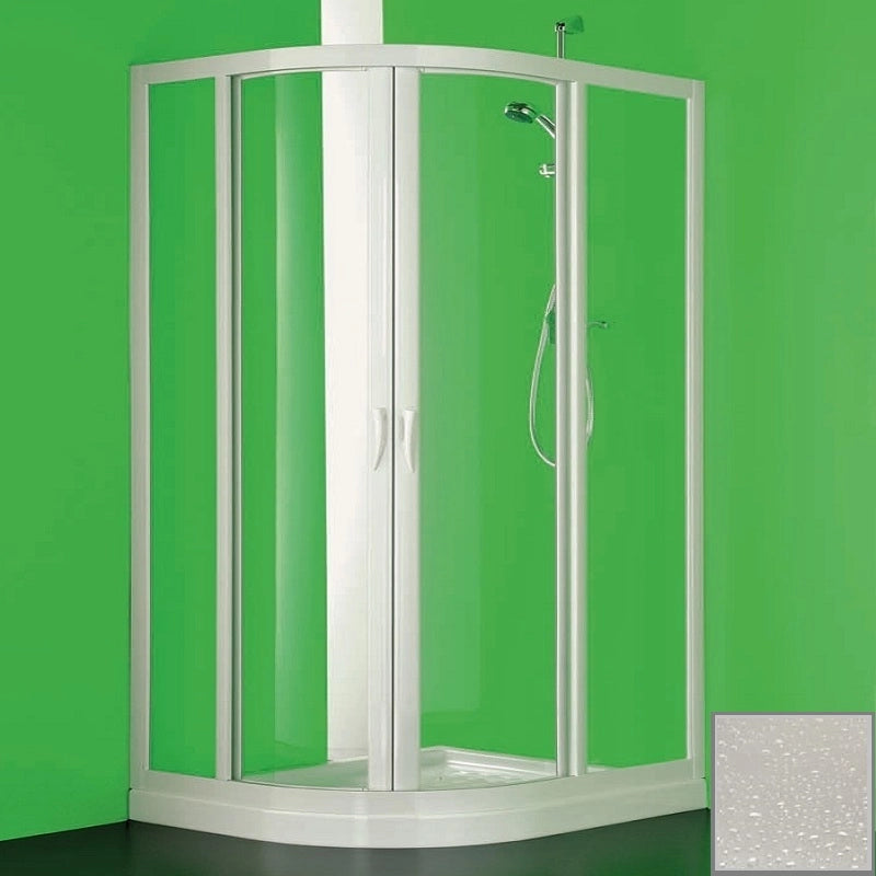 Box doccia due lati scorrevole asimmetrico in acrilico opaco, pvc bianco Raplas 70x90 cm