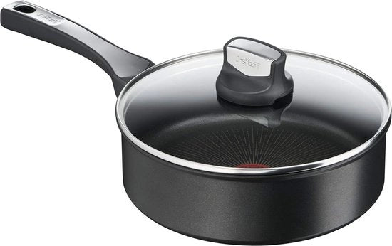 Pentola Senza Limiti 24 cm - Rivestimento Antiaderente in Titanio Resistente ai Grattini - Segnale Termico - Induzione - Fornello Induzione Nero