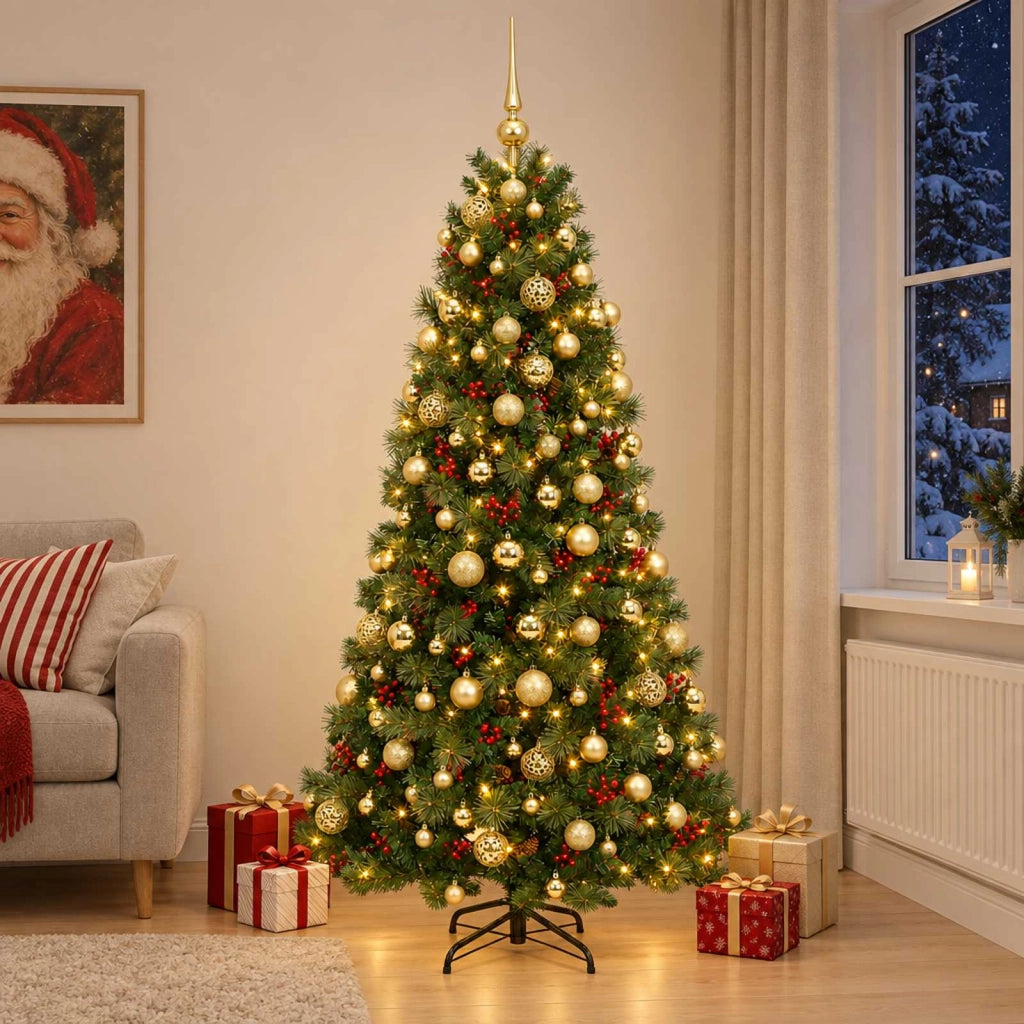 Albero di Natale artificiale con palline 180 cm 300 LED 3466566