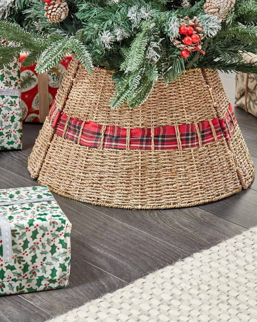 Copribase per Albero di Natale realizzato a mano rotondo ⌀ 50 naturale stile Boho Rotondo Accessori natalizi
