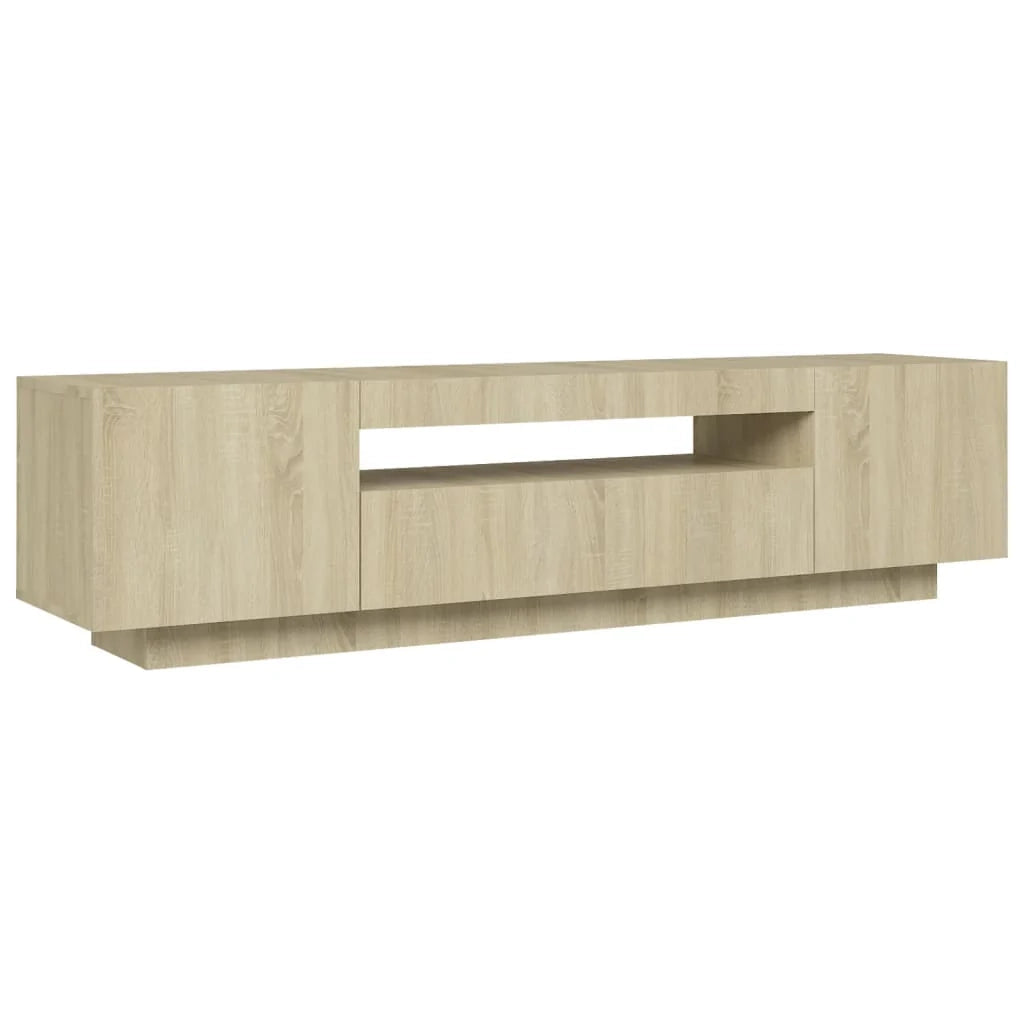 Mobile TV multimediale scaffale TV credenza mobile TV sala da pranzo soggiorno camera da letto con luci LED rovere Sonoma 160 x 35 x 40 cm marrone 02_0026763