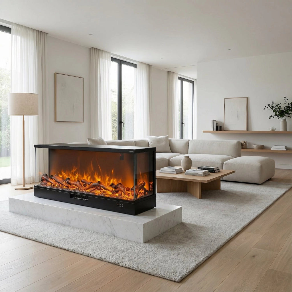 Sined Caminetto Isarco Caminetto Elettrico a Tre Facce Con Led Da 180 Cm Con Potenza 1500w Nero Camino Da Interno Effetto Fiamma 6 Intensita Telecomando Struttura a Pannelli Laminati a Freddo