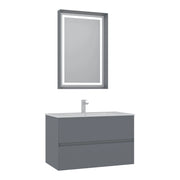 Set mobile lavabo con specchio (2 pezzi) "Nest 91 v2" - 91 x 51 x 55 cm - Grigio opaco