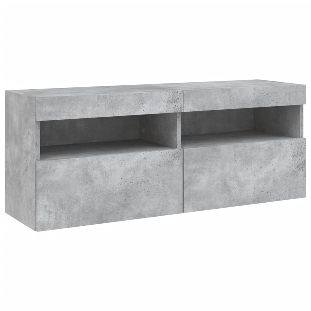 Mobile TV a Parete con Luci LED Grigio Cemento 100x30x40 cmcod mxl 86187
