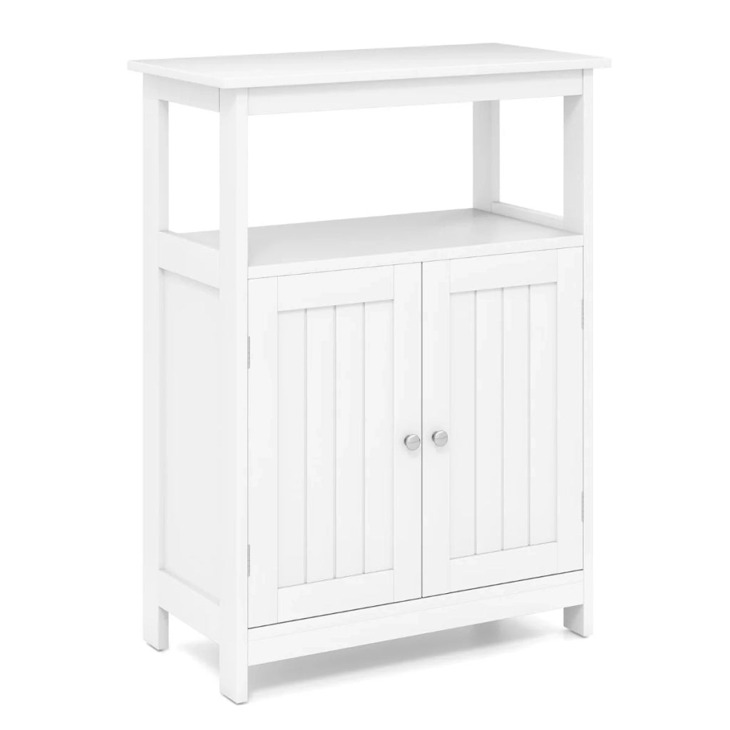 Mobiletto portaoggetti da pavimento per bagno 60 x 30 x 80 cm con ripiano regolabile design moderno MDF bianco 20_0010292