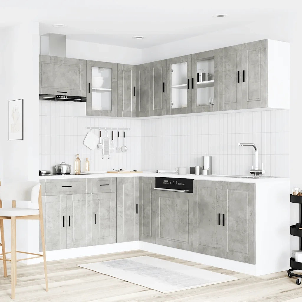 Set Mobili da Cucina 11 pz Porto Grigio Cemento in Truciolato 3314905
