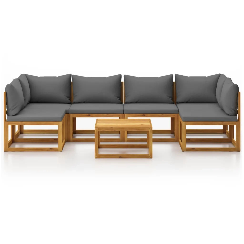Set Divani da Giardino 7 pz con Cuscini in Massello di Acacia 3057622