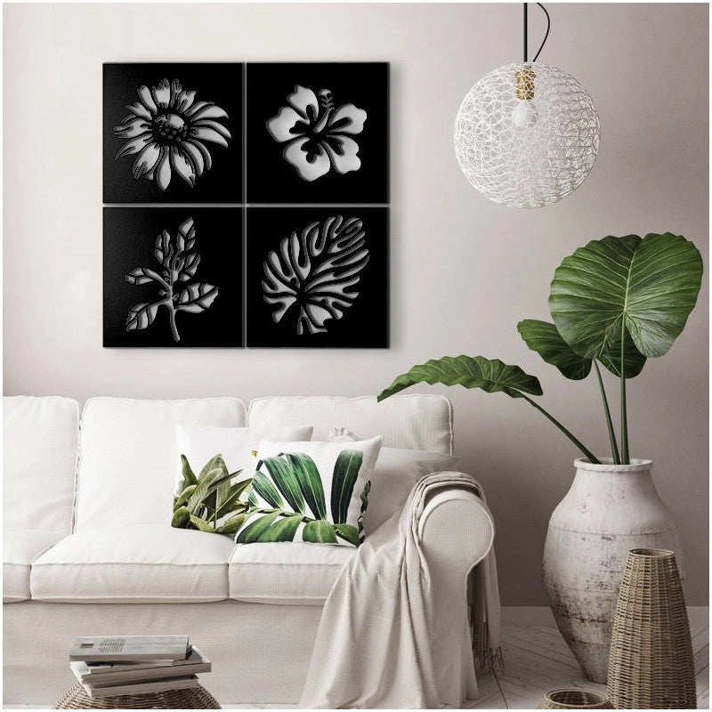 Decorazione murale nera astratto cm 40 x 40 x 4