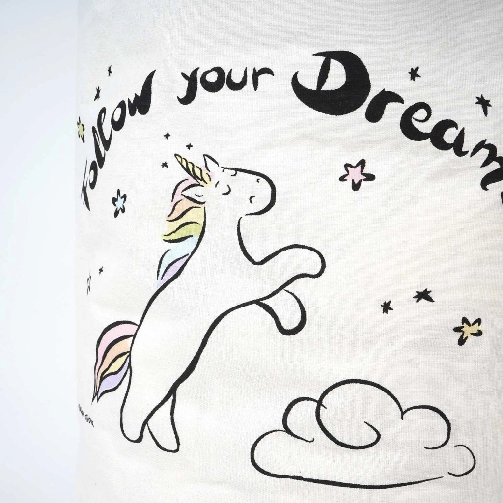 Cesta Portabiancheria salvaspazio Bianco con Fantasia Unicorno in Cotone impermeabile Mod. Unicorn