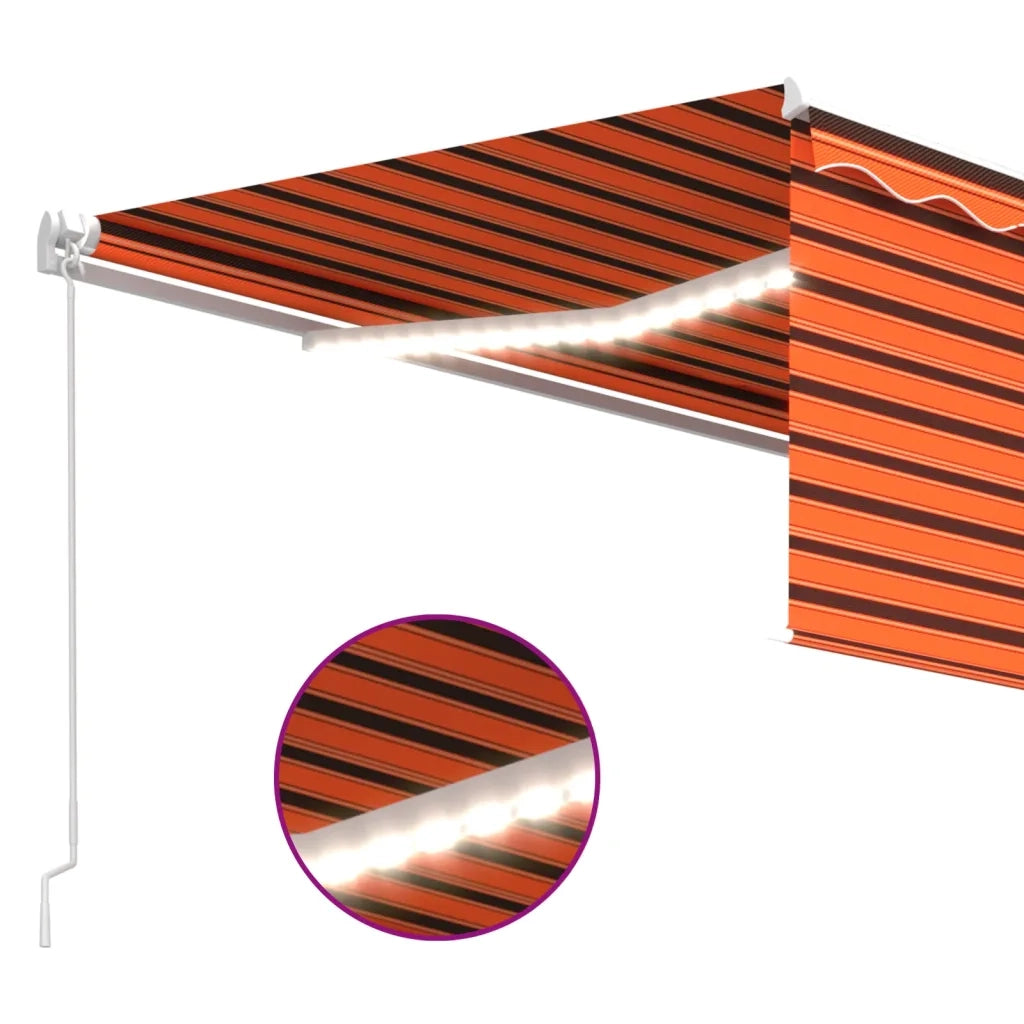Tenda Sole Retrattile con Parasole e LED 4x3m Arancio Marrone cod mxl 43895