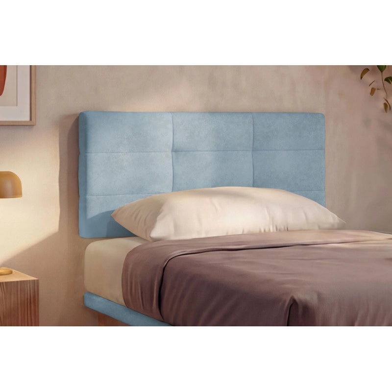 Letto imbottito Singolo 80x190 cm Square - Con rete,Microfibra,Azzurro