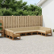 Set di divani da esterno con cuscino 10 pcs Naturale e Beige 3382931