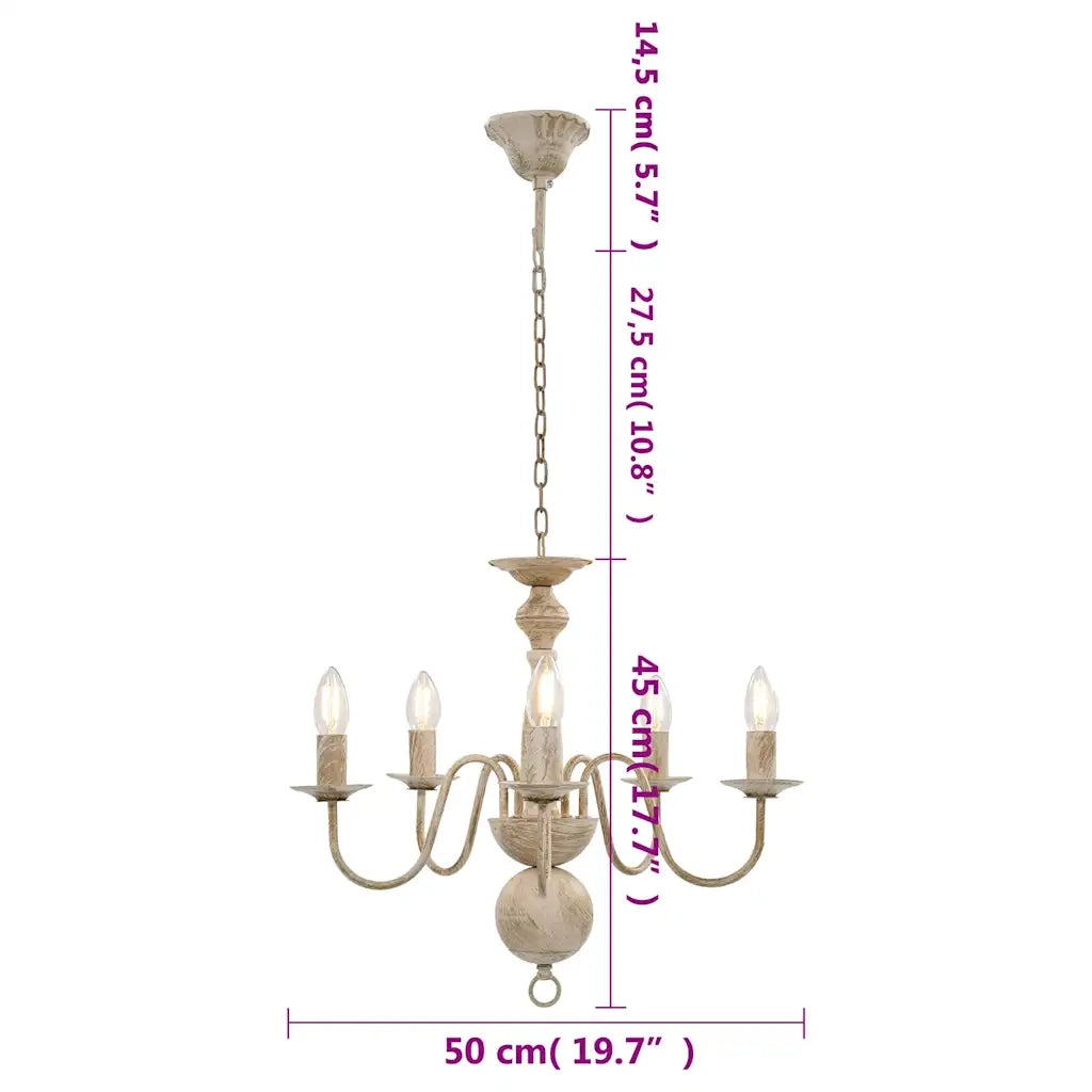 Candelabro Stile Anticato Bianco 5 Lampadine E14 CFW5003072