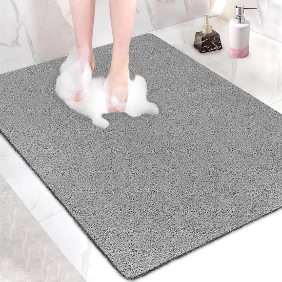 Mat di sicurezza antiscivolo con fori di drenaggio - Dimensioni extra grandi e sicure - Comfort soffice - Mat di massaggi in PVC con luffa - Evapora rapidamente - 80 x 100 cm