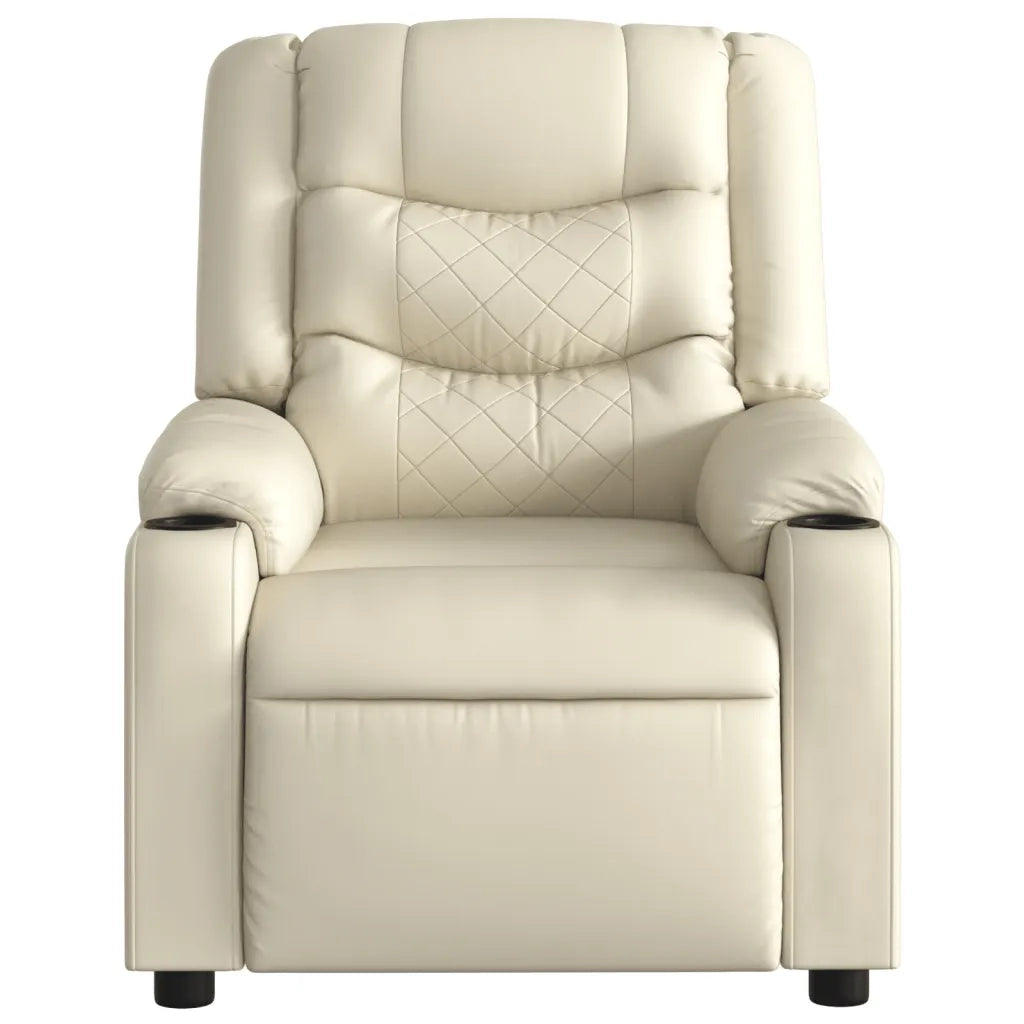 Poltrona da Massaggiante | Sedia Relax Reclinabile Crema Similpelle