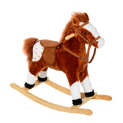 CAVALLO A DONDOLO PER BAMBINI IN PELUCHE CON SUONI MARRONE