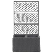 Letto Rialzato a Traliccio 2 Fioriere | Cassetta per fiori | Vasi 58x30x107 cm Polyrattan Nero