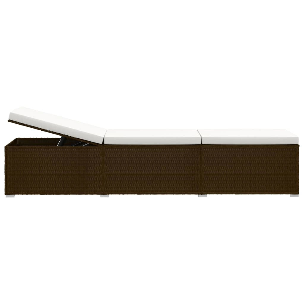 Lettino prendisole sedia a sdraio lettino prendisole letto da giardino mobili da esterno per patio tavolino da tè set da 3 pezzi resina di vimini marrone 02_0012927
