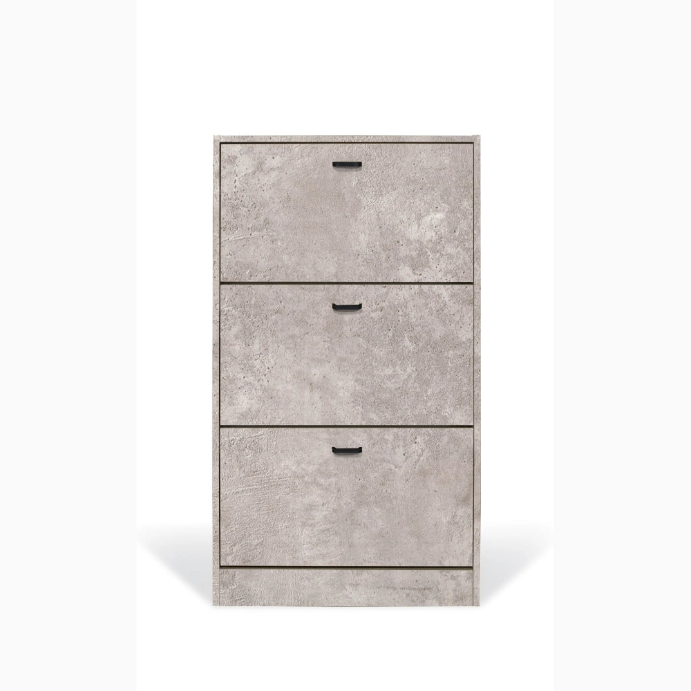 Scarpiera in Legno 3 Ante colore CEMENTO Mobiletto 18 Paia 63x24x115H cm (CD101-CE)