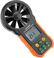 Misuratore di velocità del vento digitale con grande schermo LCD e illuminazione di sfondo - Misuratore di flusso d'aria portatile con design trasportabile in nero - PM6252A