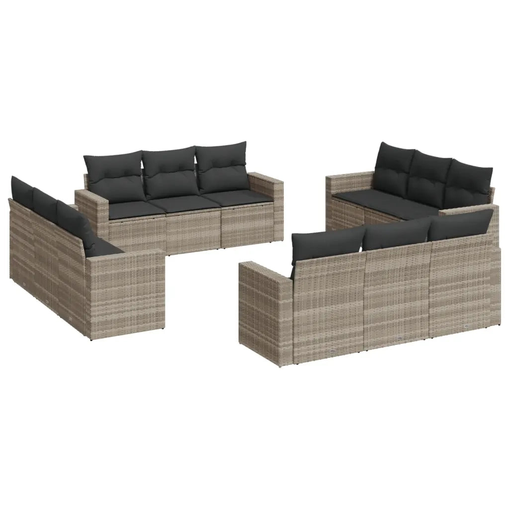 Set Divano Giardino 12 pz con Cuscini Grigio Chiaro Polyrattan 3218762