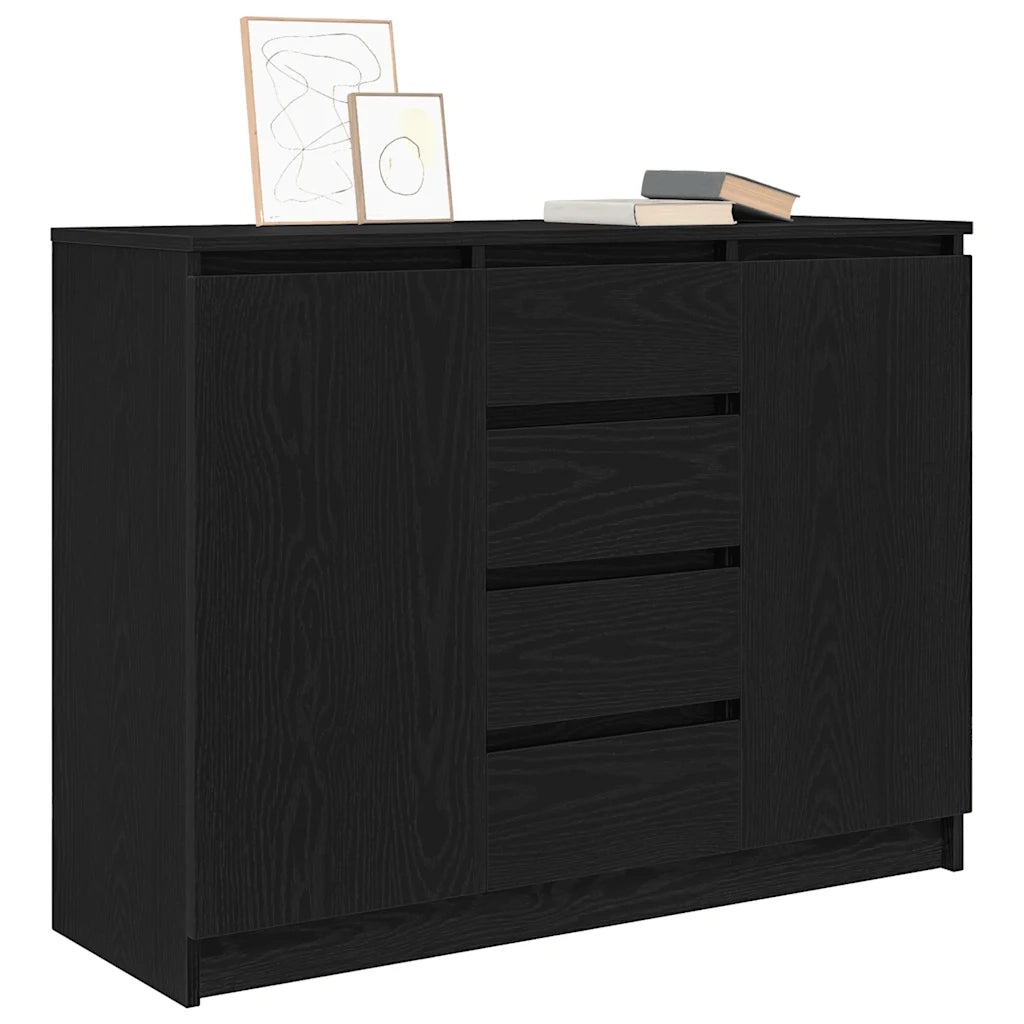 Credenza con Cassetti Rovere Nero 100,5x35x76 cm Truciolato 3328445