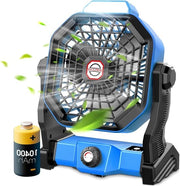 Ventilatore portatile 10400 mAh con illuminazione LED - 270 gradi di rotazione - ricaricabile via USB - attacco per yoga - blu