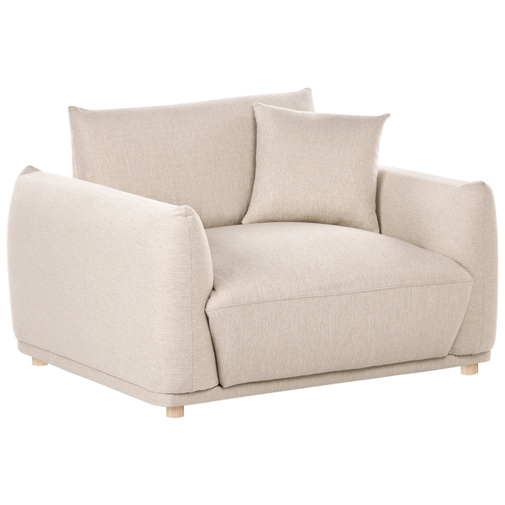 Set divano moderno a 5 posti in velluto con cuscini decorativi e poltrone con gambe in legno beige stile moderno