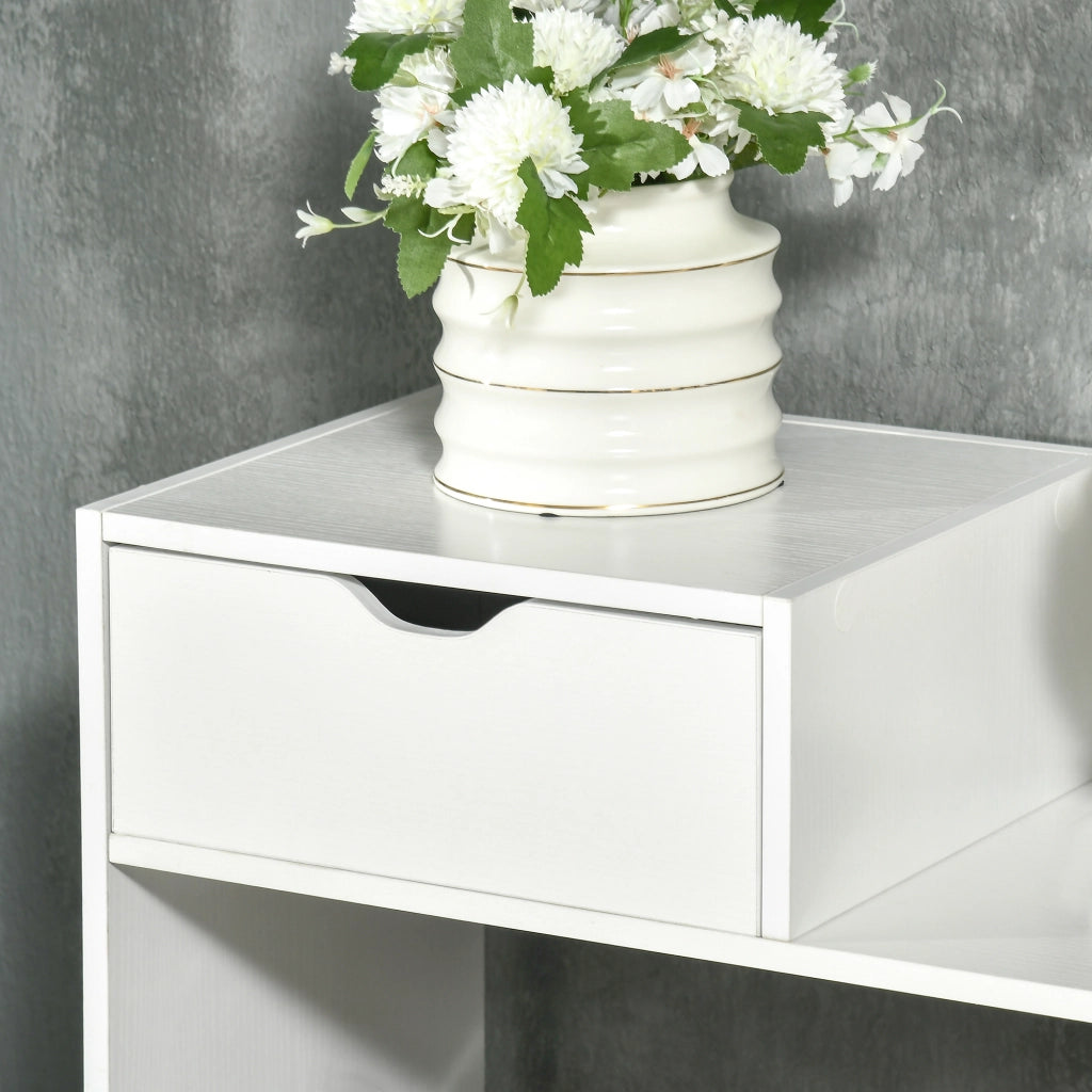 Easycomfort Mobile Scarpiera Salvaspazio con Ripiani e Cassetto per 12 Scarpe, 88x30x93cm, Bianco