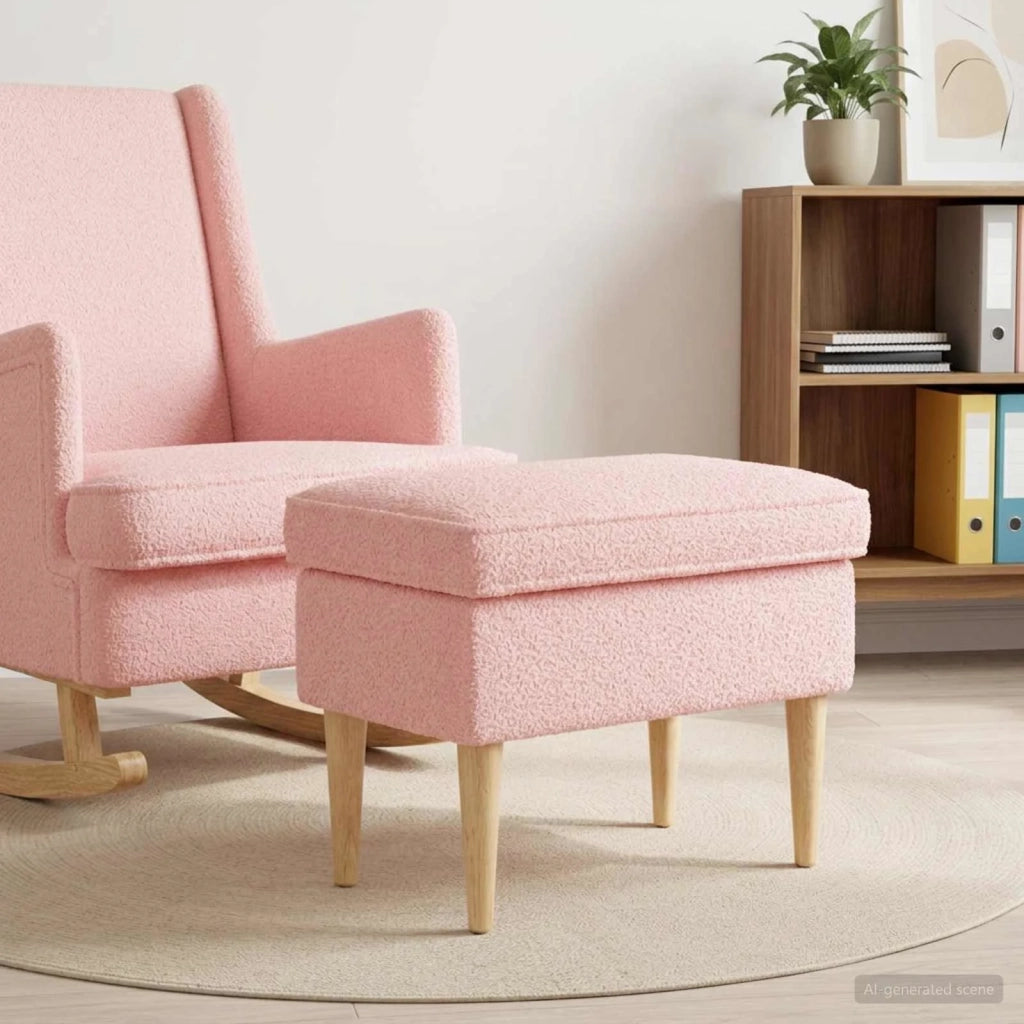 Poggiapiedi Rosa 55 x 35 x 41 cm Bouclé 42030004