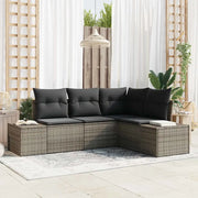 Set Divano da Giardino 4 pcs Grigio polyrattan 3347039