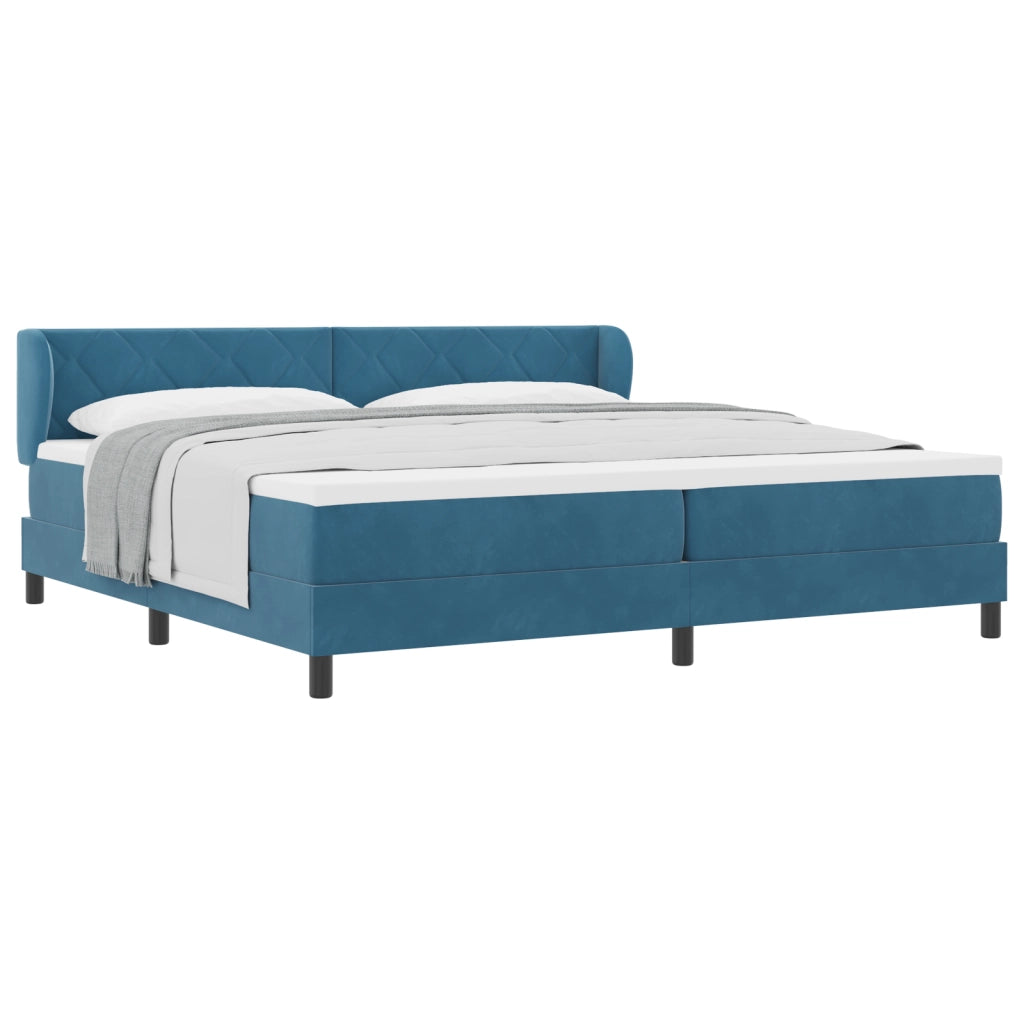 Letto Box Spring  con Materasso Blu Scuro 200x200 cm Velluto