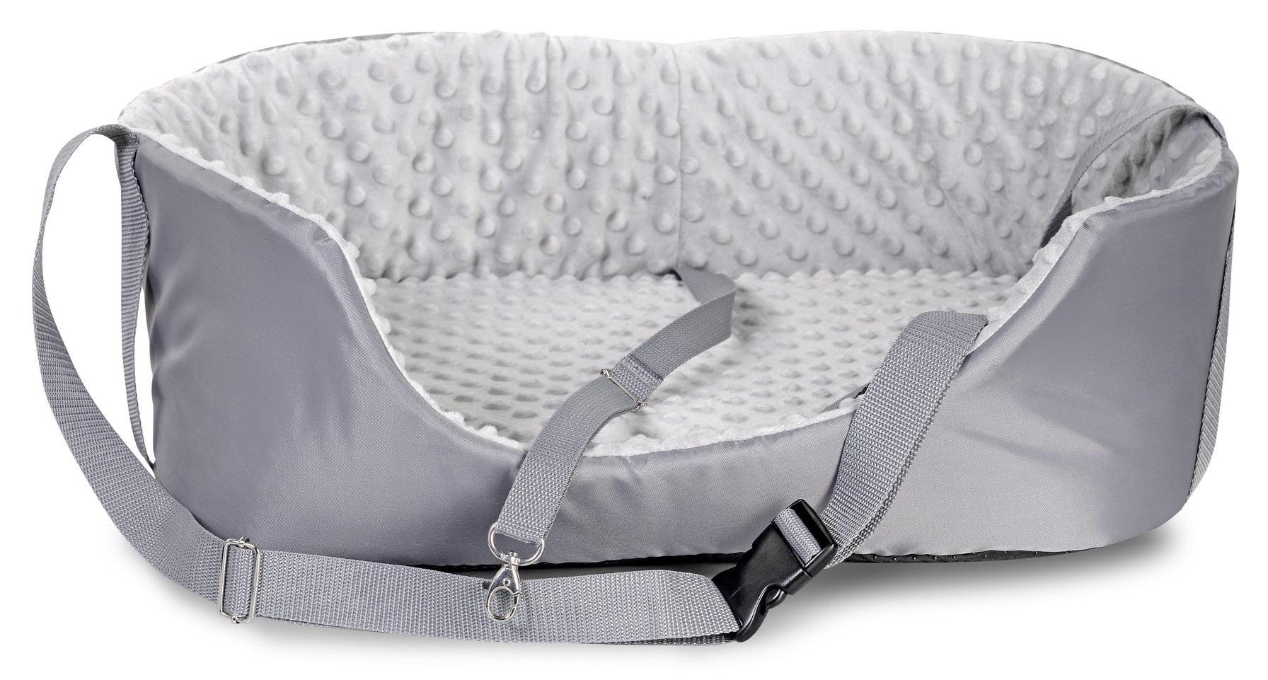 AIO FACTORY Trasportino per auto 50x40 cm Minky Grey Seggiolino per cani impermeabile