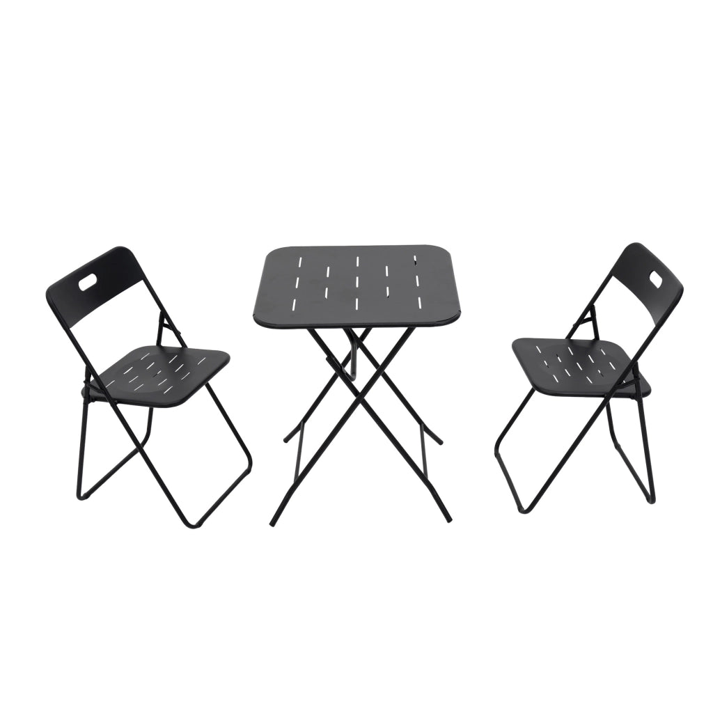 Set bistrot pieghevole 3 pezzi in acciaio nero