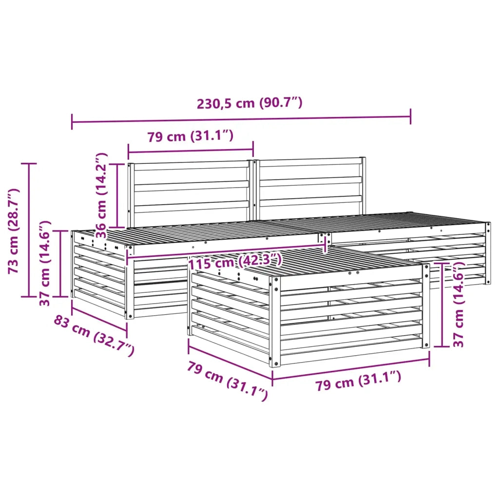 4 pz Set di divani da esterno Bianco 3391109