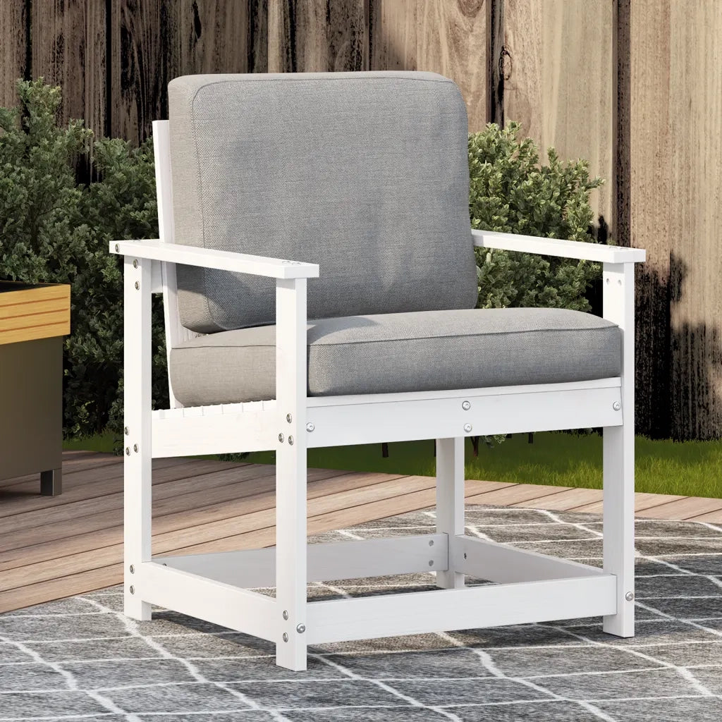 Sedia da patio-Sedia da Giardino Bianca 62x56x77 cm in Legno Massello di Pino