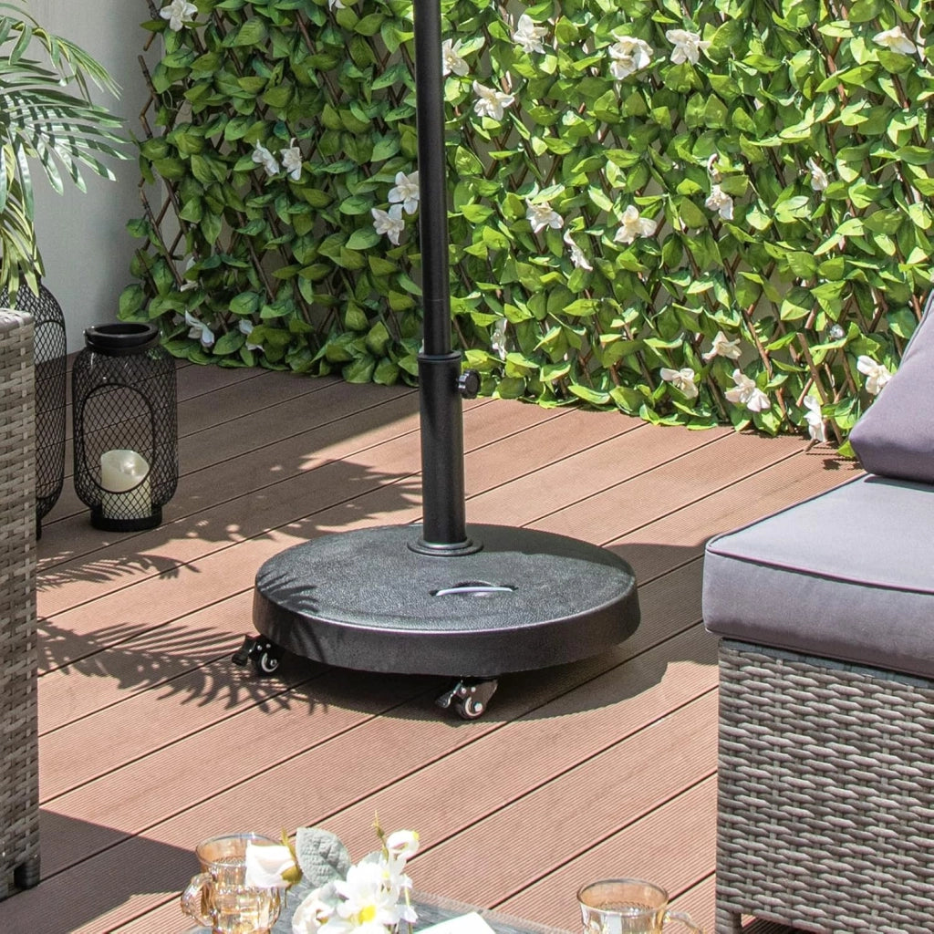 Base Ombrellone con Rotelle da Esterno 23 kg, Supporto Rotondo per Ombrellone 52 CM con Diametro Palo 38/48 MM, Base per Ombrellone Robusta da Giardino Esterno