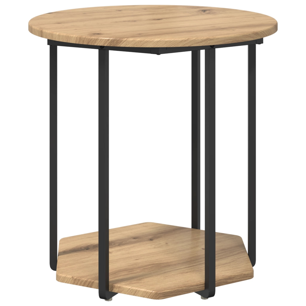 Set di 2 Tavolini in Legno ingegnerizzato Rovere e Metallo